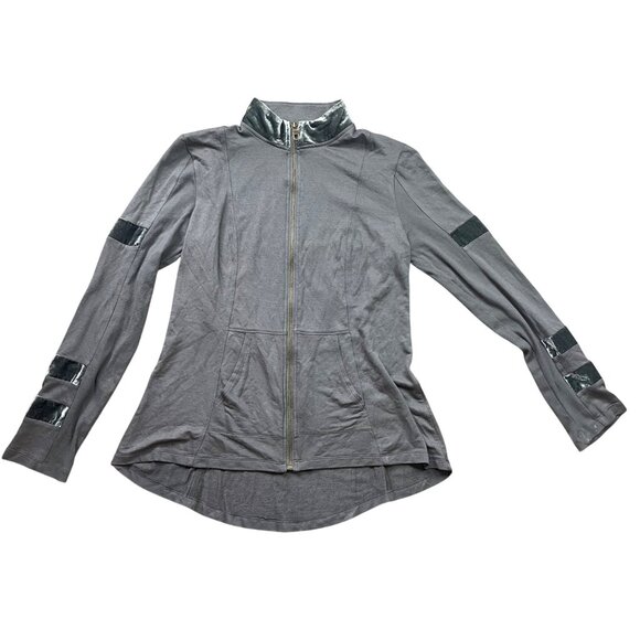Mind Set by XCVI Full Zip Sweatshirt Jacket Women's Size Medium Lightweight Gray - Picture 1 of 9